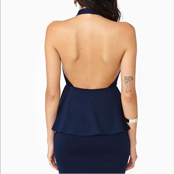 Nasty Gal Wicked Ways Peplum Dress in Navy - Picture 2 of 3
